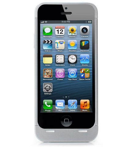 iPhone 5/5S Battery Case - White / Silver